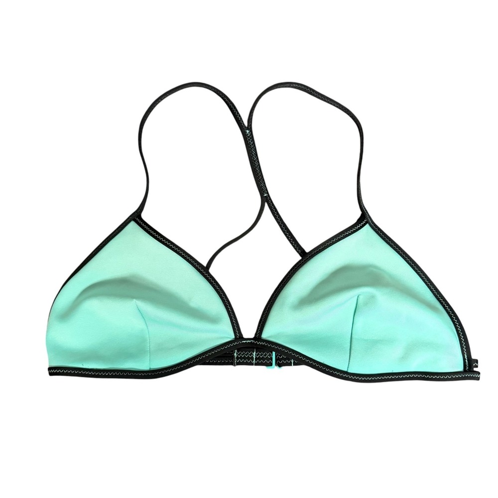 Victoria's Secret PINK Teeny Triangle Bikini Top Aqua‎ with Black Trim Medium